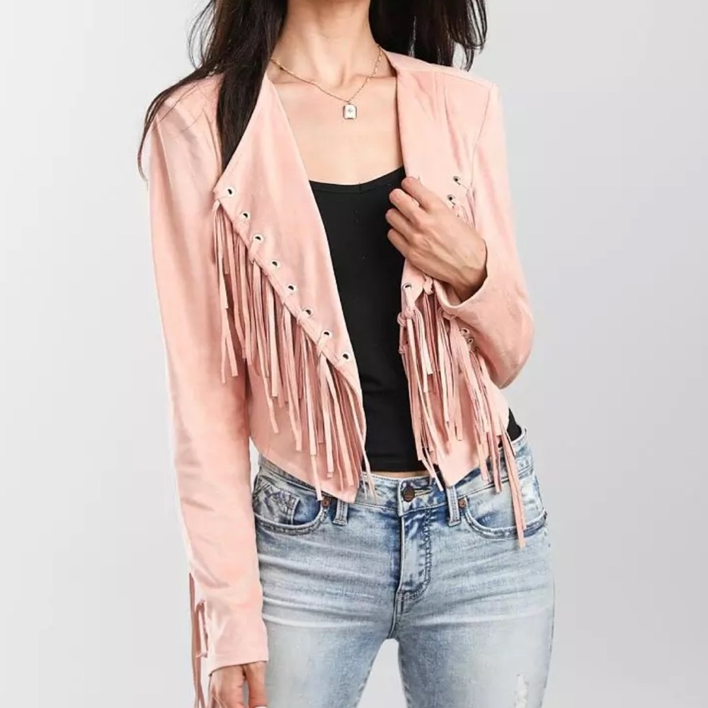 Buckle Willow & Root Fringe Crop Jacket in blush S